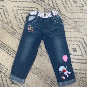 Embroidered girls jeans